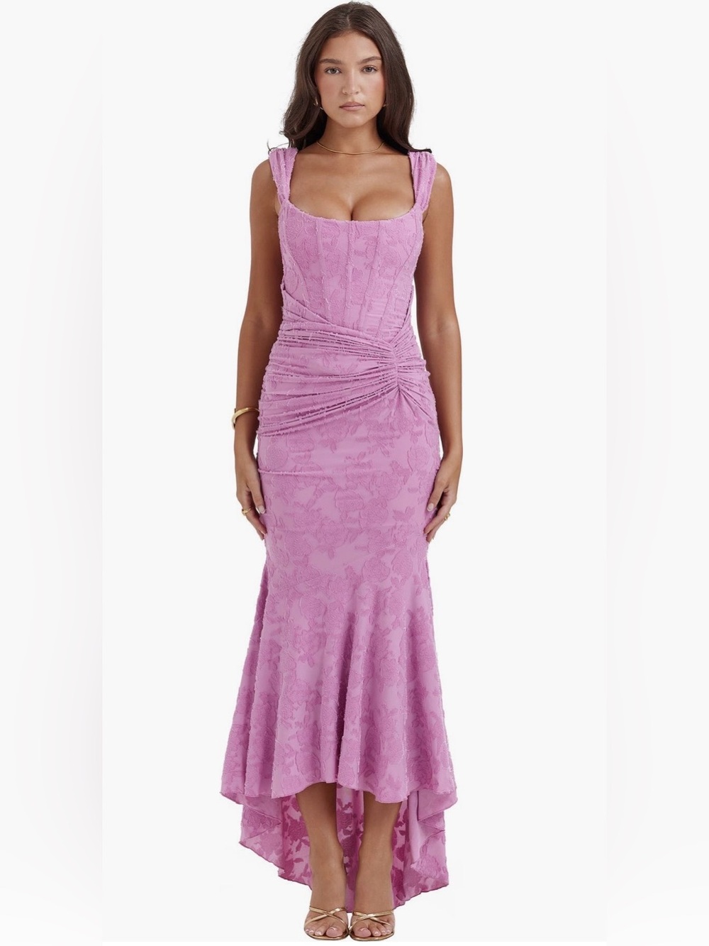 House of CB Cesca Floral Ruched High-Low Corset Dress